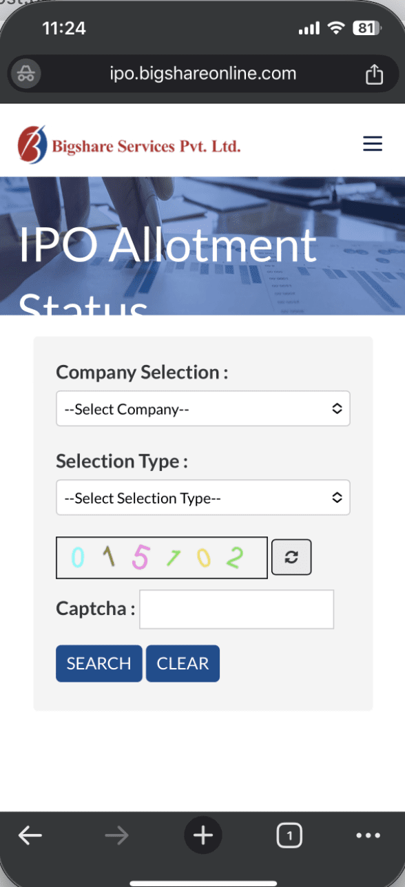 How to Check IPO Allotment Status on Bigshare.com